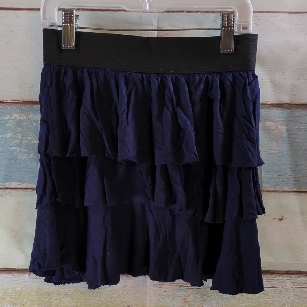 dELiA*s Women's Dark Blue Tiered Skater Skirt